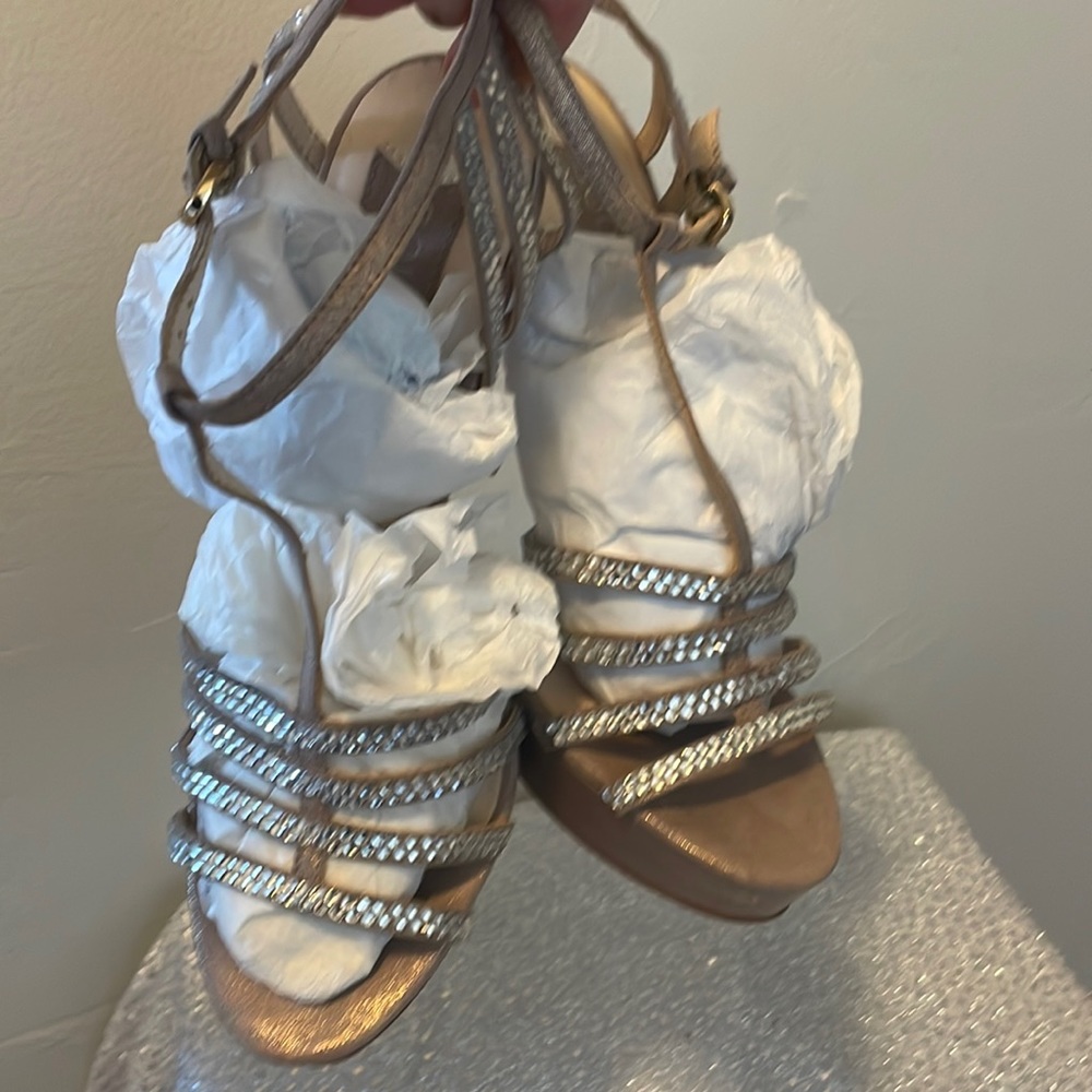 Rhinestone strapped sexy heels.